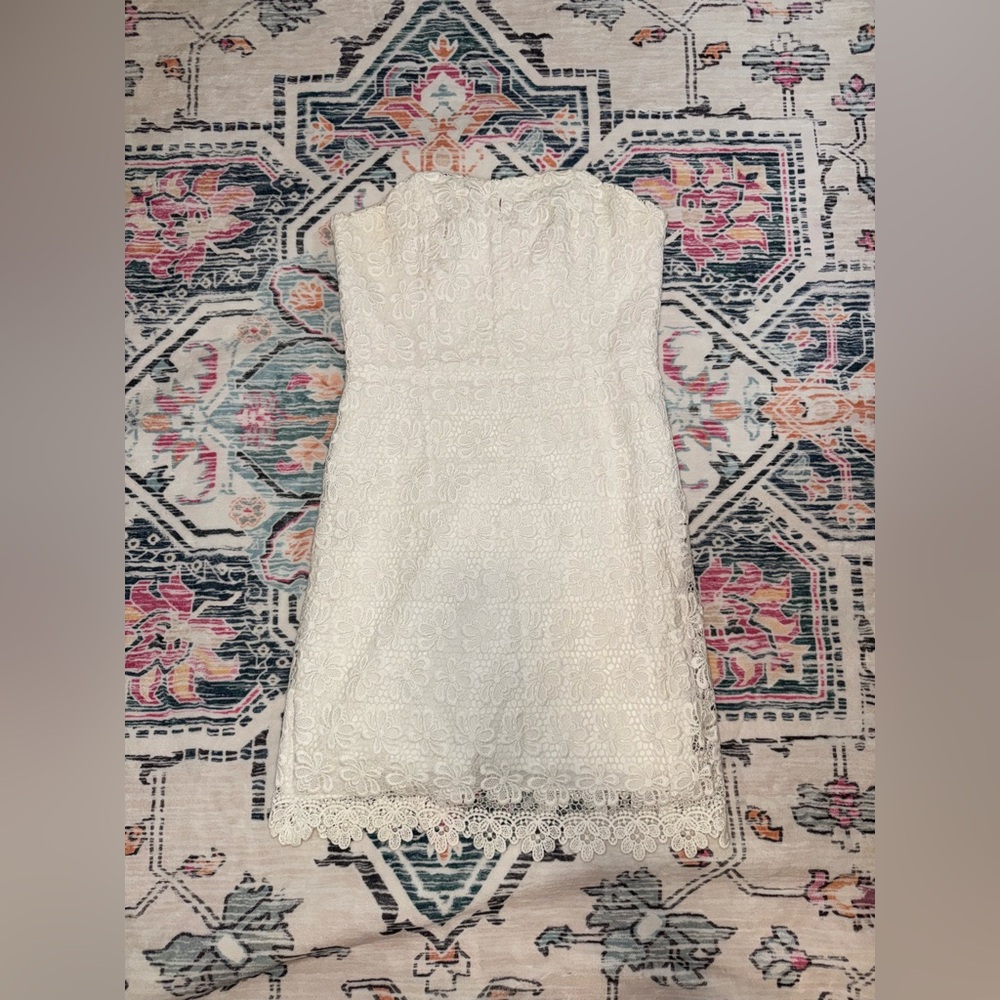 LILLY PULITZER WHITE LACEY STRAPLESS DRESS